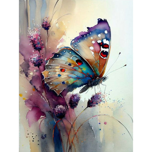 Watercolor Butterfly - Full Round Drill Diamond Painting 30*40CM