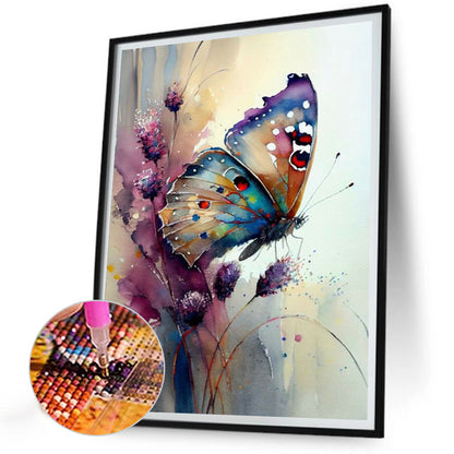 Watercolor Butterfly - Full Round Drill Diamond Painting 30*40CM