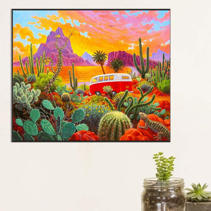 Outdoor Travel Cactus - Full Round Drill Diamond Painting 60*50CM