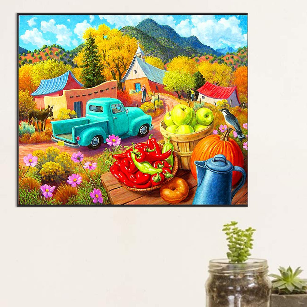 Outdoor Autumn Scene - Full Round Drill Diamond Painting 60*50CM