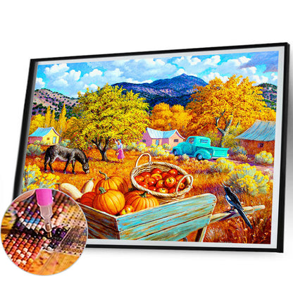 Outdoor Fall Pumpkins - Full Round Drill Diamond Painting 60*50CM