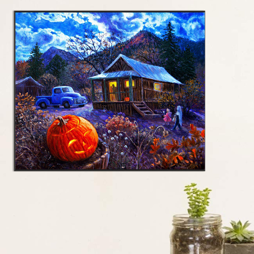 Outdoor Halloween Scene - Full Round Drill Diamond Painting 60*50CM