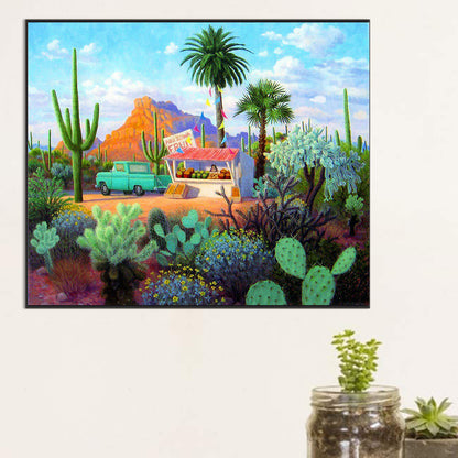 Outdoor Cactus Scene - Full Round Drill Diamond Painting 60*50CM