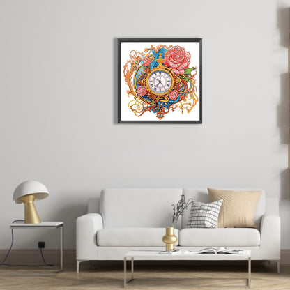 Clocks And Flowers - Special Shaped Drill Diamond Painting 30*30CM