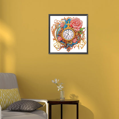 Clocks And Flowers - Special Shaped Drill Diamond Painting 30*30CM