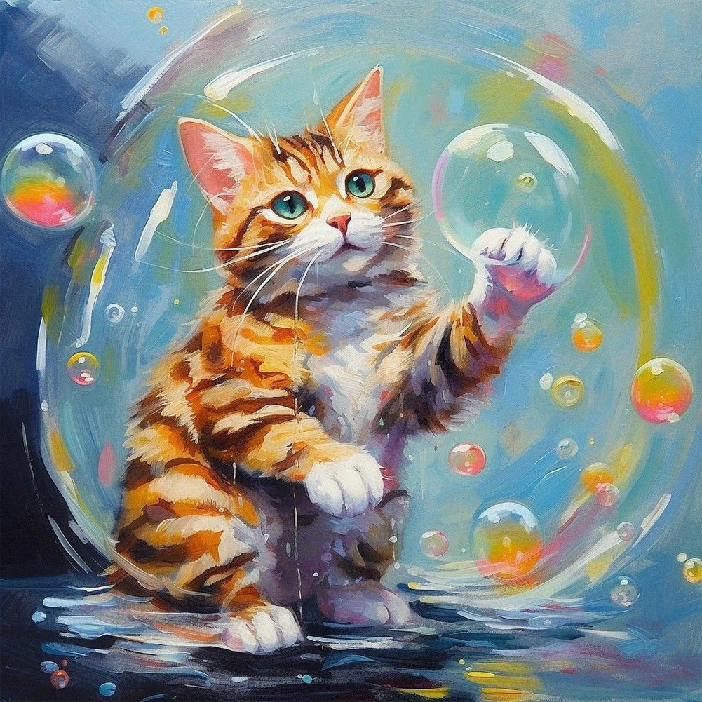 Watercolor Cat - Full Round Drill Diamond Painting 30*30CM