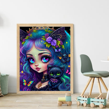 Butterfly Big Eyes Girl - 11CT Stamped Cross Stitch 40*50CM