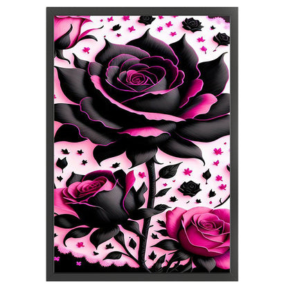 Black Pink Rose - 11CT Stamped Cross Stitch 40*60CM