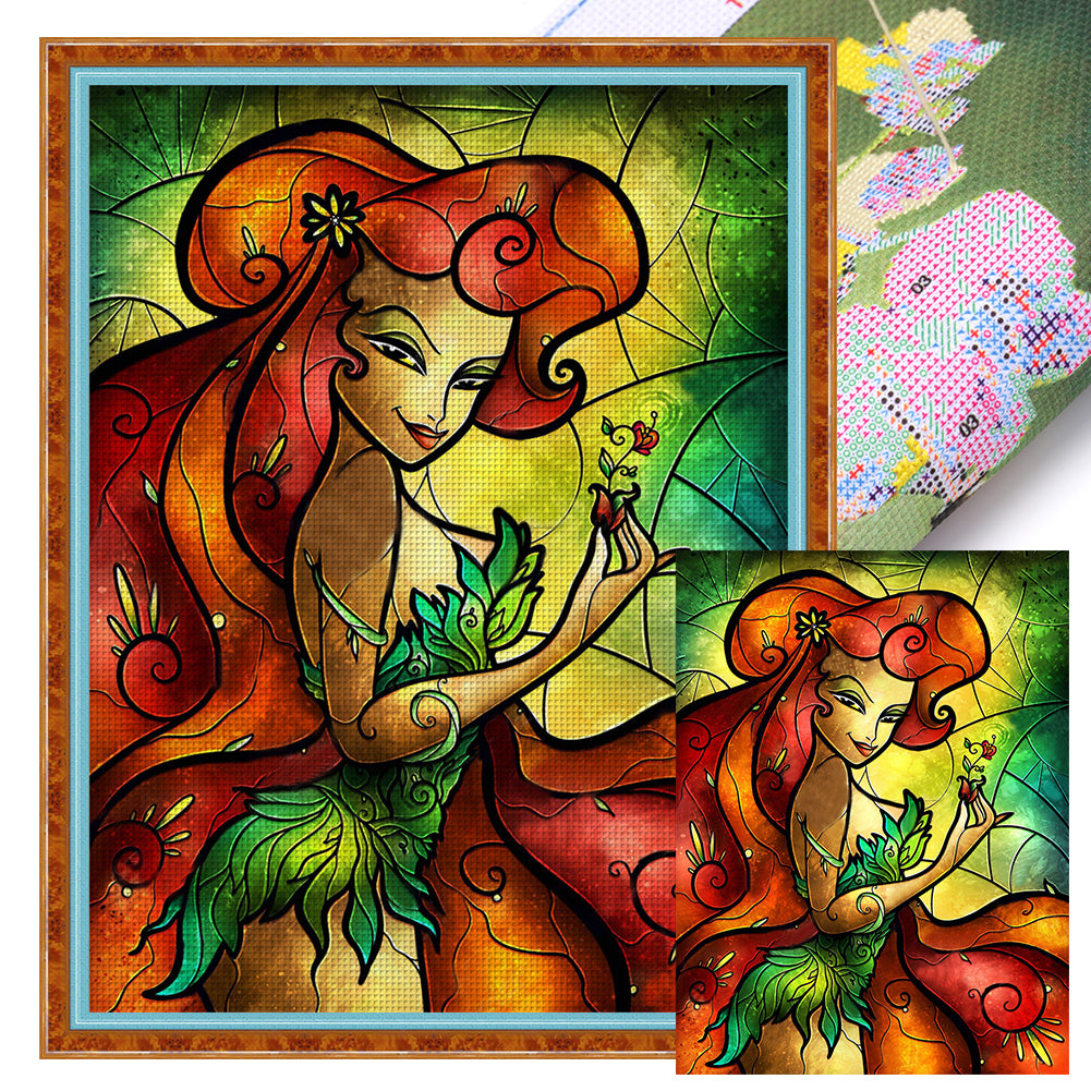 Glass Painting-Elf Girl - 11CT Stamped Cross Stitch 50*65CM