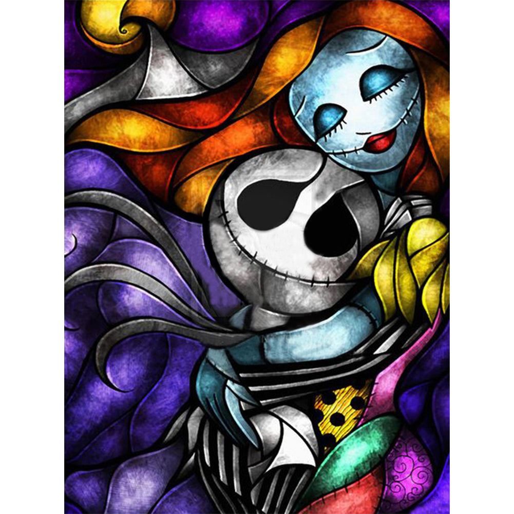 Glass Painting-Jack And Sally - 11CT Stamped Cross Stitch 50*65CM
