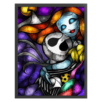 Glass Painting-Jack And Sally - 11CT Stamped Cross Stitch 50*65CM