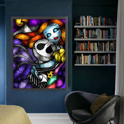 Glass Painting-Jack And Sally - 11CT Stamped Cross Stitch 50*65CM