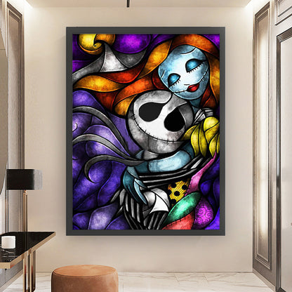 Glass Painting-Jack And Sally - 11CT Stamped Cross Stitch 50*65CM