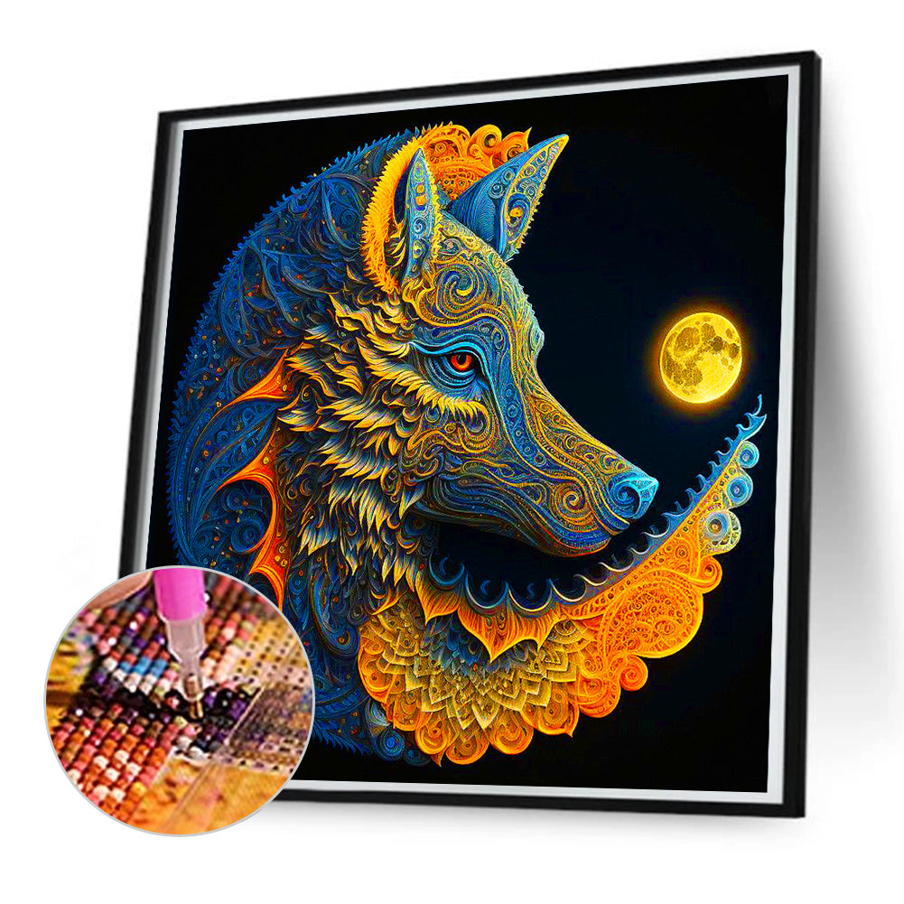 Moon And Wolf - Full Round Drill Diamond Painting 50*50CM