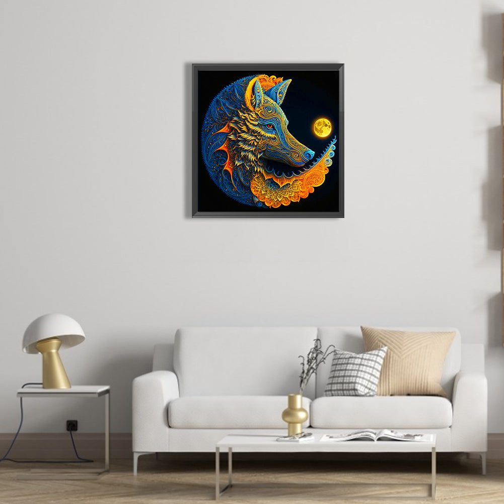 Moon And Wolf - Full Round Drill Diamond Painting 50*50CM