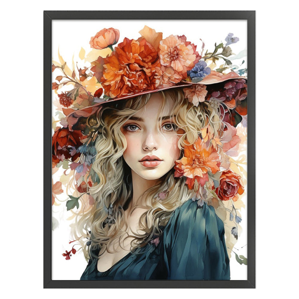 Girl And Flowers - 11CT Stamped Cross Stitch 50*65CM