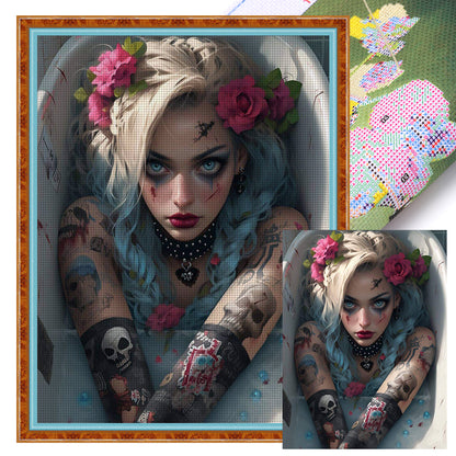 Flowers Tattoo Woman - 11CT Stamped Cross Stitch 50*65CM