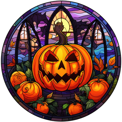 Glass Painting-Halloween Pumpkin - 11CT Stamped Cross Stitch 40*40CM