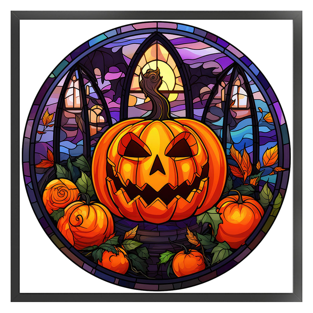 Glass Painting-Halloween Pumpkin - 11CT Stamped Cross Stitch 40*40CM