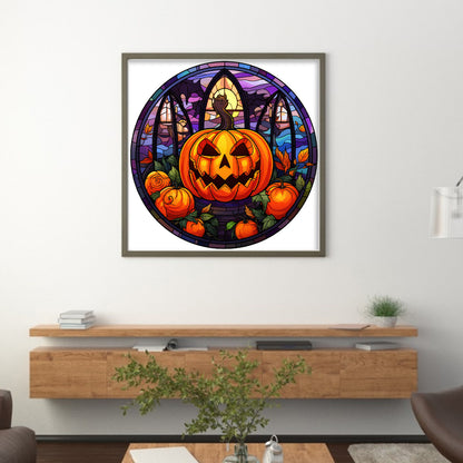 Glass Painting-Halloween Pumpkin - 11CT Stamped Cross Stitch 40*40CM