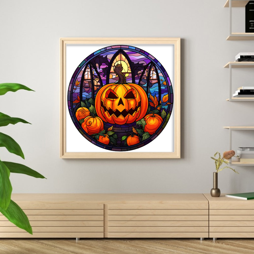 Glass Painting-Halloween Pumpkin - 11CT Stamped Cross Stitch 40*40CM