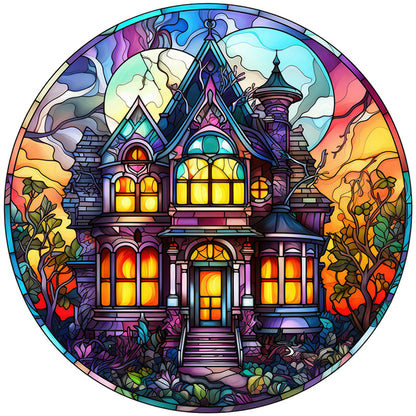 Glass Painting-Halloween Castle - 11CT Stamped Cross Stitch 40*40CM