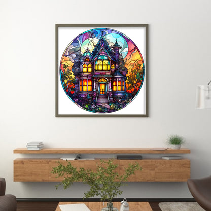 Glass Painting-Halloween Castle - 11CT Stamped Cross Stitch 40*40CM