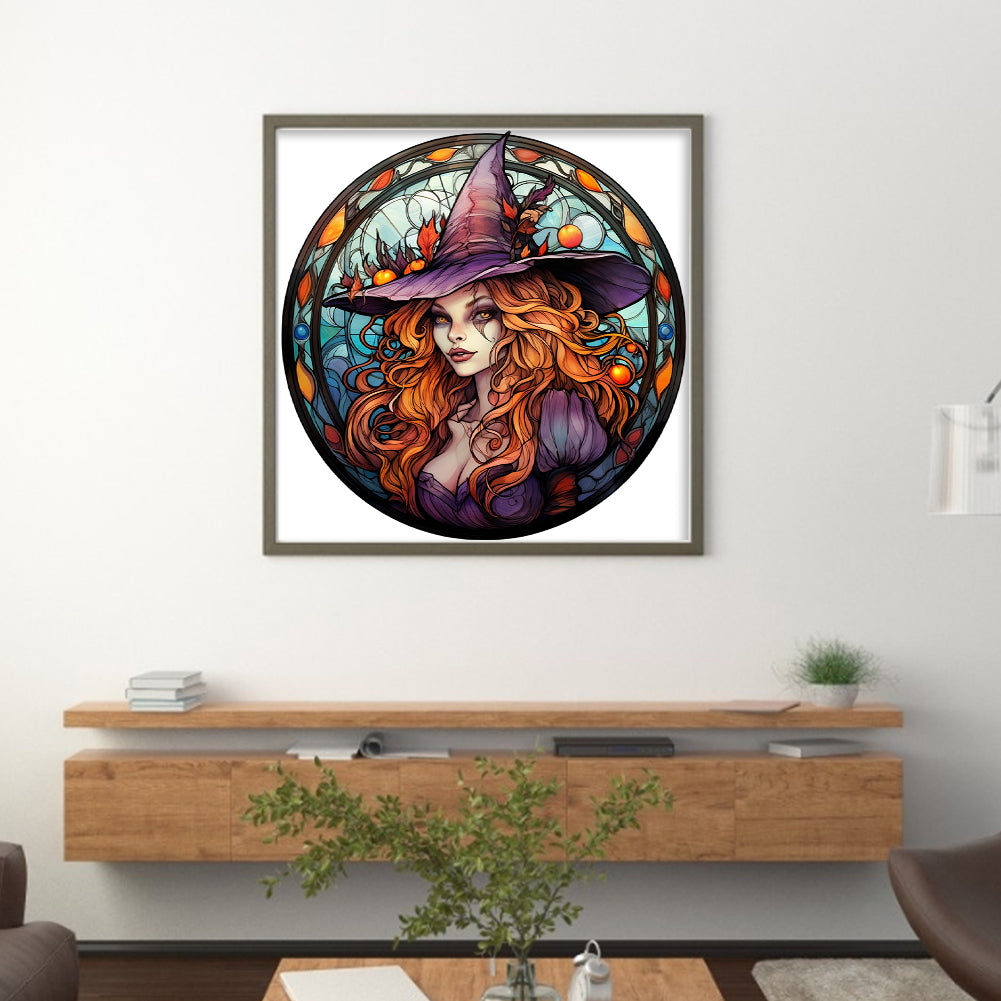 Glass Painting-Halloween Witch - 11CT Stamped Cross Stitch 40*40CM