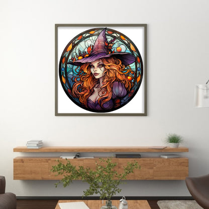 Glass Painting-Halloween Witch - 11CT Stamped Cross Stitch 40*40CM