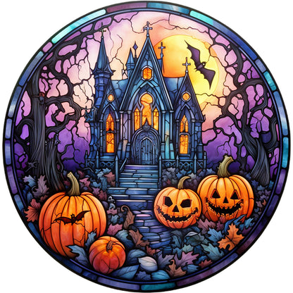 Glass Painting-Halloween Castle - 11CT Stamped Cross Stitch 40*40CM