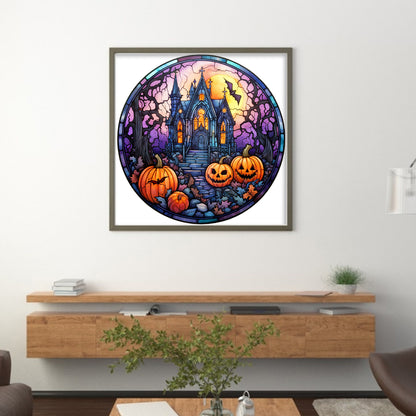 Glass Painting-Halloween Castle - 11CT Stamped Cross Stitch 40*40CM