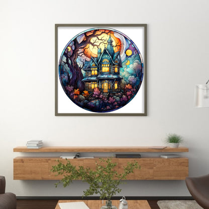 Glass Painting-Halloween Castle - 11CT Stamped Cross Stitch 40*40CM