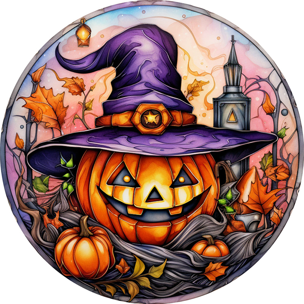 Glass Painting-Halloween Pumpkin - 11CT Stamped Cross Stitch 40*40CM