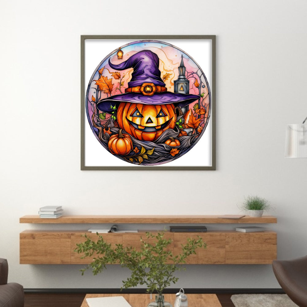 Glass Painting-Halloween Pumpkin - 11CT Stamped Cross Stitch 40*40CM