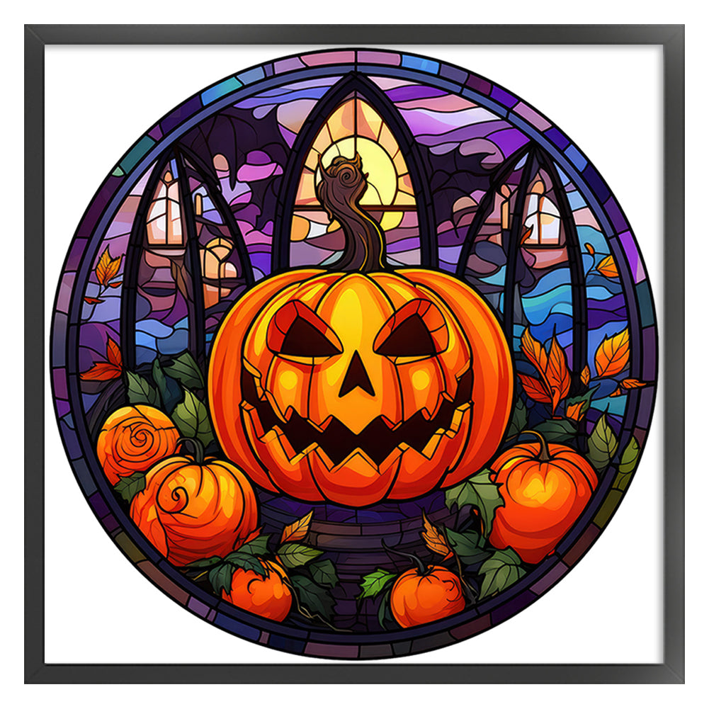 Glass Painting-Halloween Pumpkin - 11CT Counted Cross Stitch 40*40CM