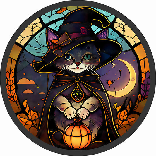 Glass Painting-Halloween Cat - 11CT Counted Cross Stitch 40*40CM