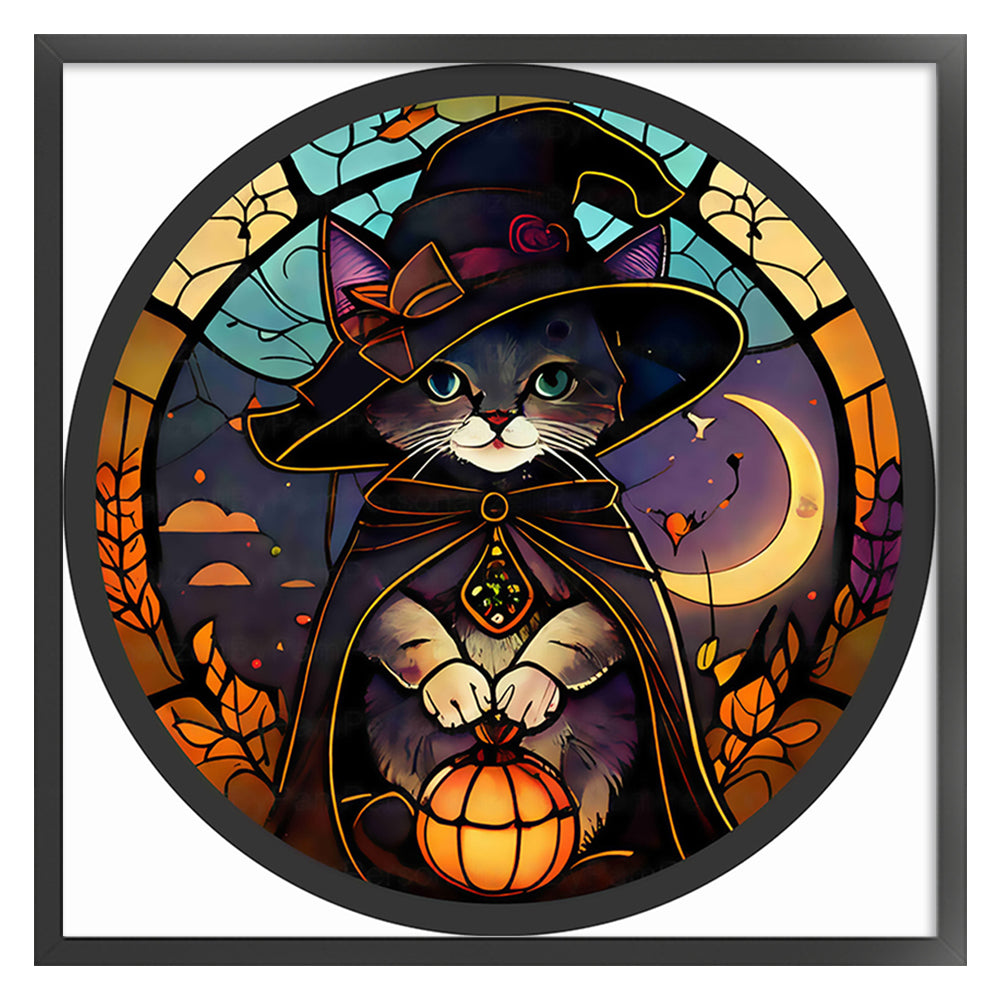 Glass Painting-Halloween Cat - 11CT Counted Cross Stitch 40*40CM