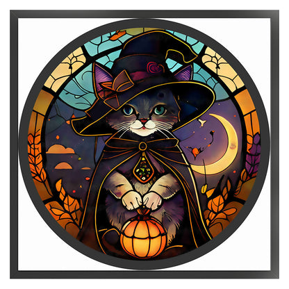 Glass Painting-Halloween Cat - 11CT Counted Cross Stitch 40*40CM