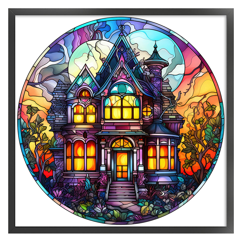 Glass Painting-Halloween Castle - 11CT Counted Cross Stitch 40*40CM