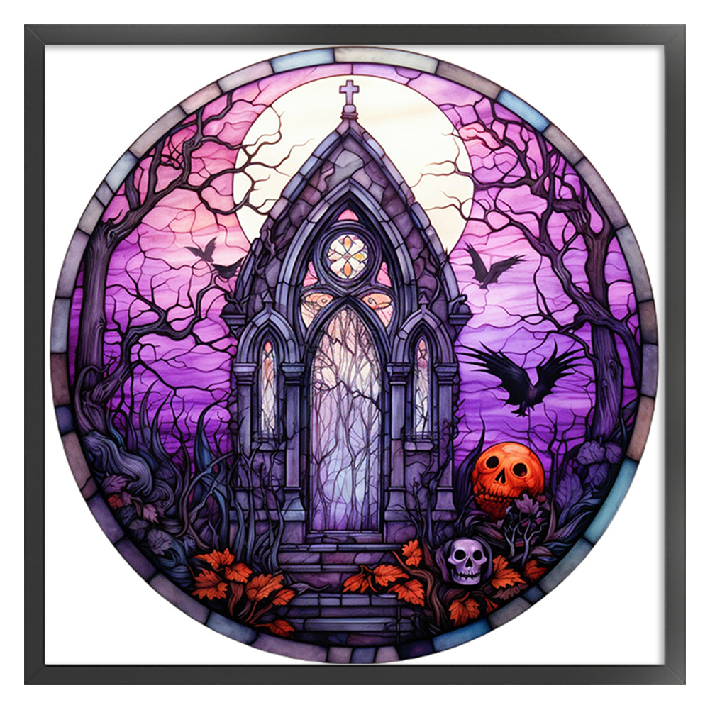 Glass Painting-Halloween Castle - 11CT Counted Cross Stitch 40*40CM