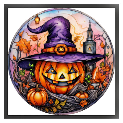 Glass Painting-Halloween Pumpkin - 11CT Counted Cross Stitch 40*40CM