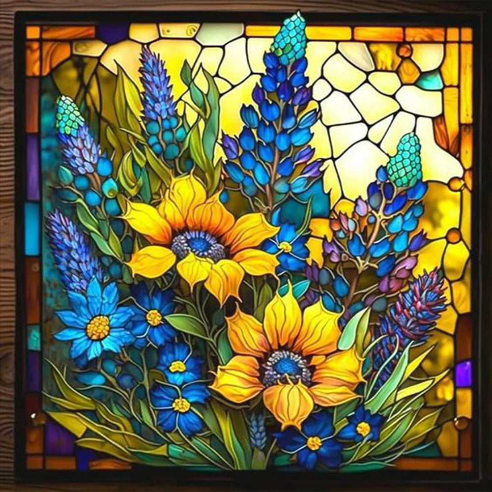 Stained Glass Sunflower - Full Round Drill Diamond Painting 45*45CM