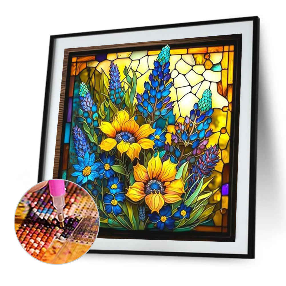 Stained Glass Sunflower - Full Round Drill Diamond Painting 45*45CM