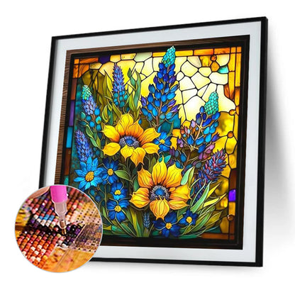 Stained Glass Sunflower - Full Round Drill Diamond Painting 45*45CM