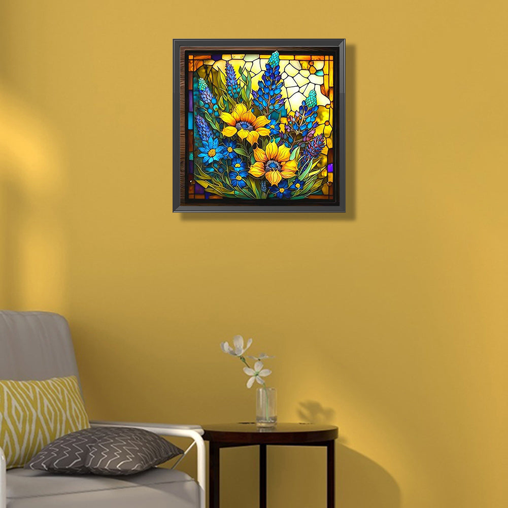 Stained Glass Sunflower - Full Round Drill Diamond Painting 45*45CM