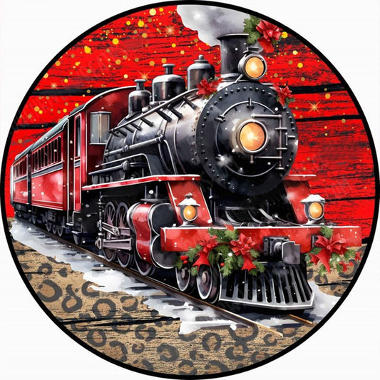 Round Card Christmas Train - Full Round Drill Diamond Painting 30*30CM