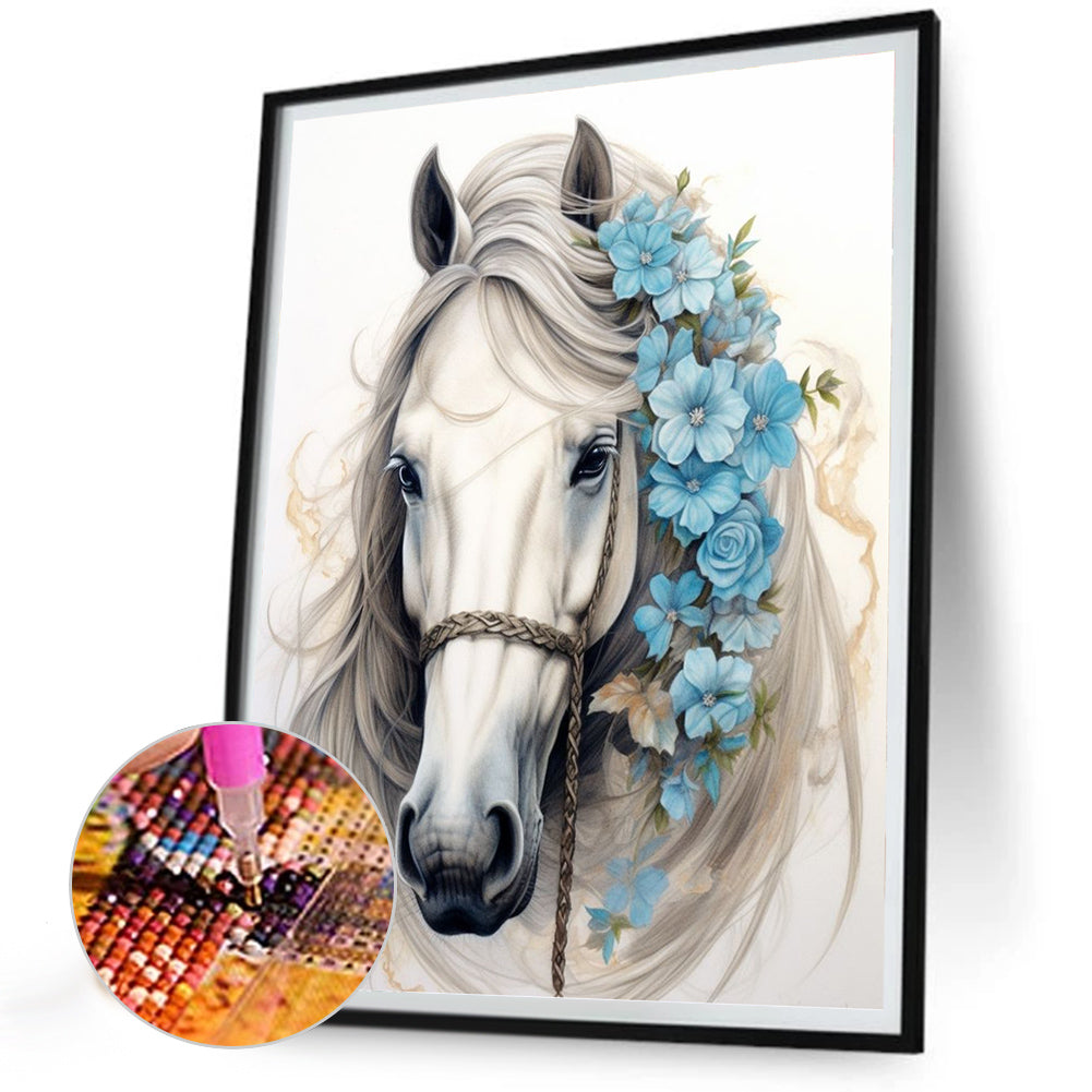 White Horse - Full Round Drill Diamond Painting 30*40CM
