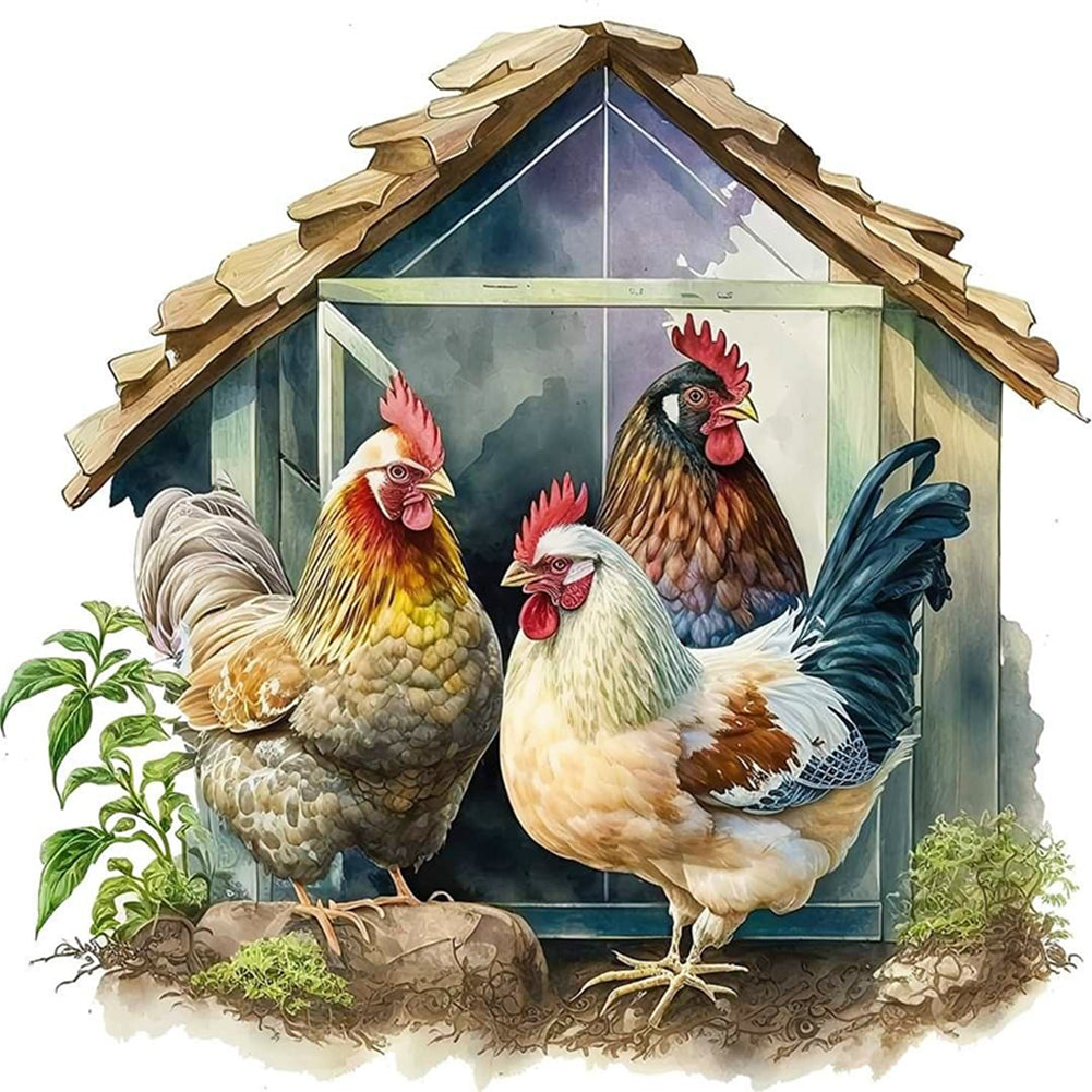 Manor Chicken Coop - 11CT Stamped Cross Stitch 50*50CM