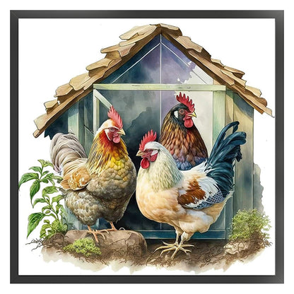 Manor Chicken Coop - 11CT Stamped Cross Stitch 50*50CM