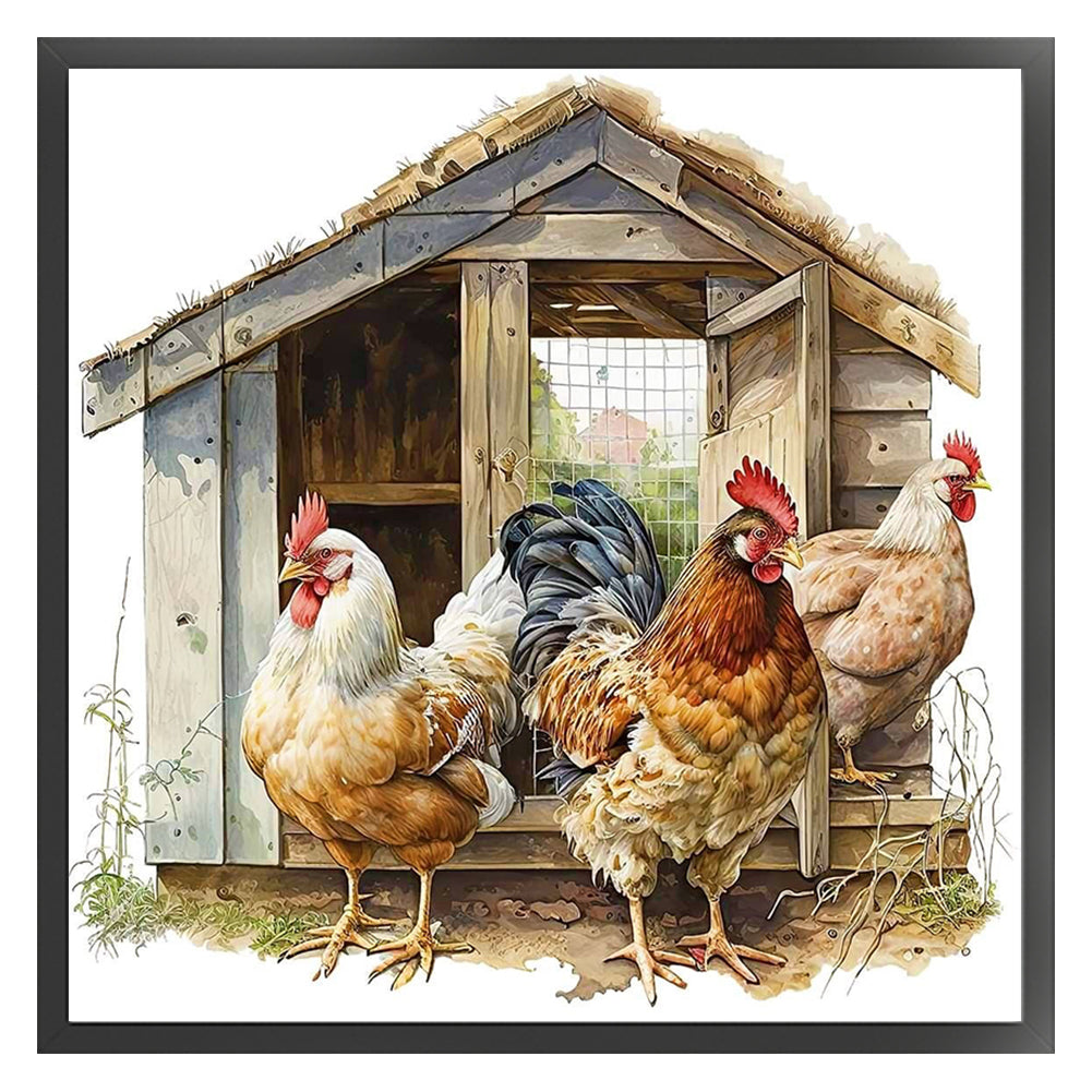 Manor Chicken Coop - 11CT Stamped Cross Stitch 50*50CM